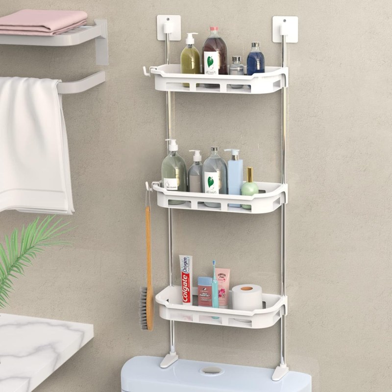 3 Tier Toilet Tank Storage Rack | Wall Mounted Bathroom Organizer Shelf