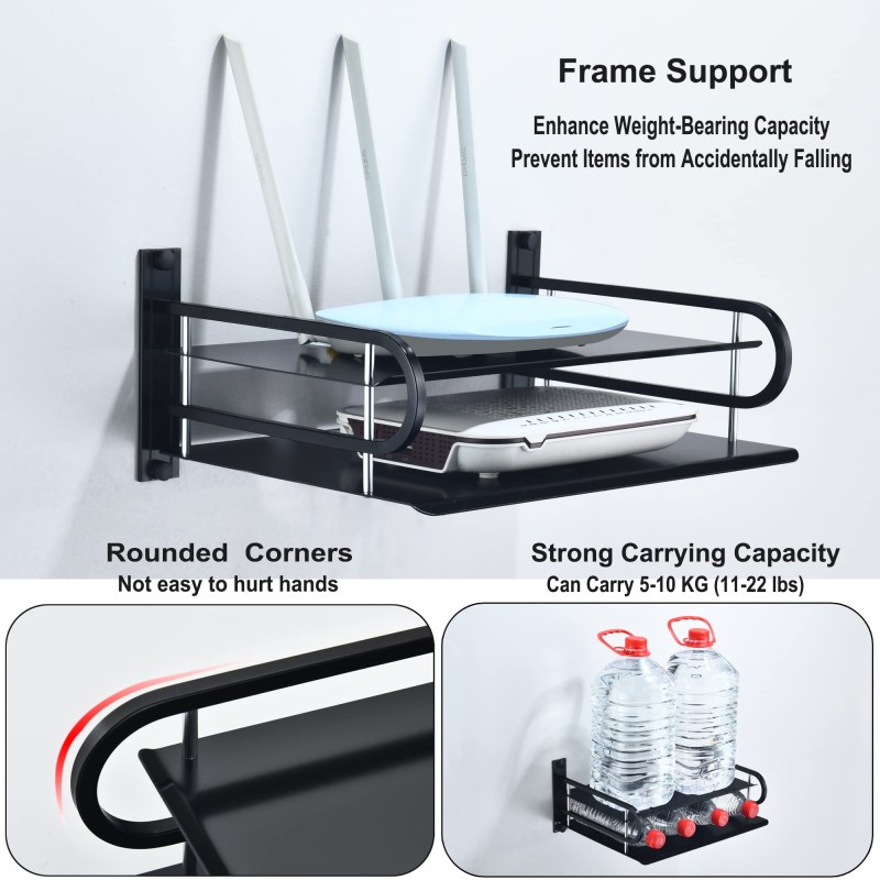 Multi-Layer Wall Mounted Router Stand | WiFi Router Holder with Storage Shelf Organizer