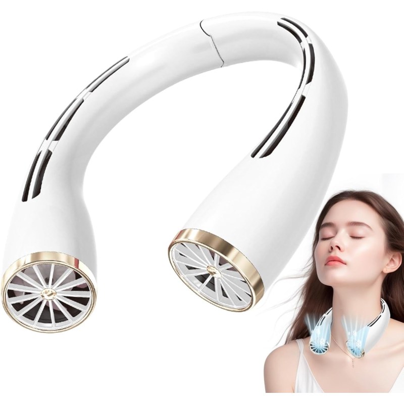 Mini Portable Rechargeable Neck Fan | USB-C Hanging Air Cooler with 3-Speed Cooling (2000mAh)