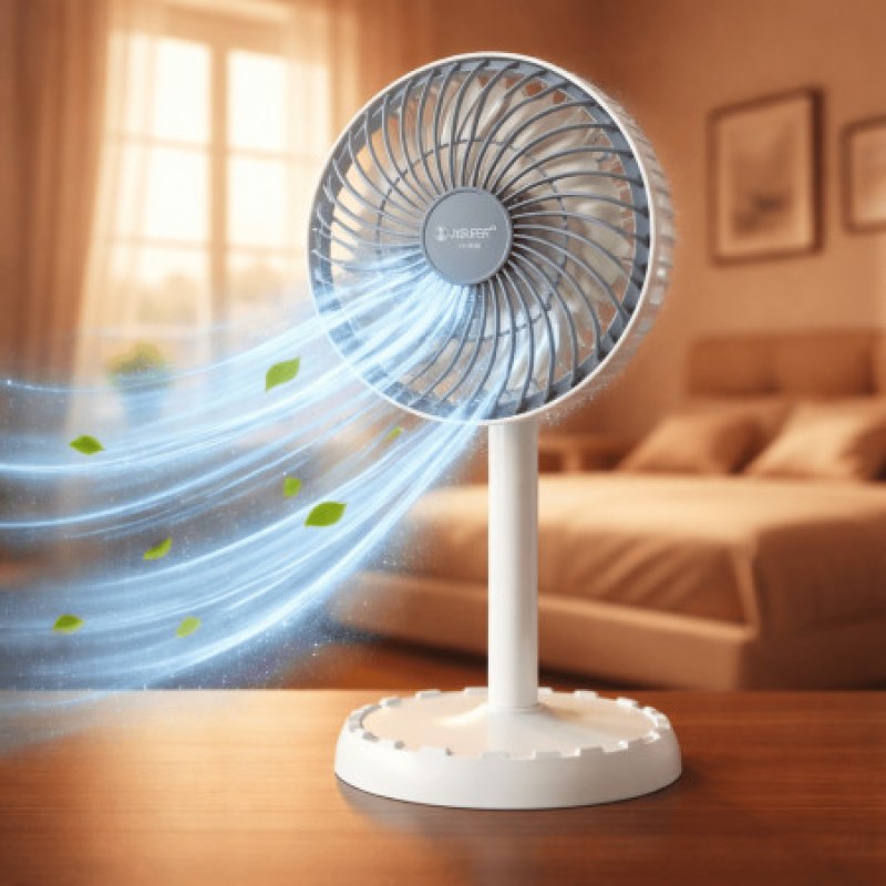 JYSuper JY-2217 Rechargeable AC/DC 12.5-Inch Desk Fan with RGB Light | 4000mAh Portable Table Fan