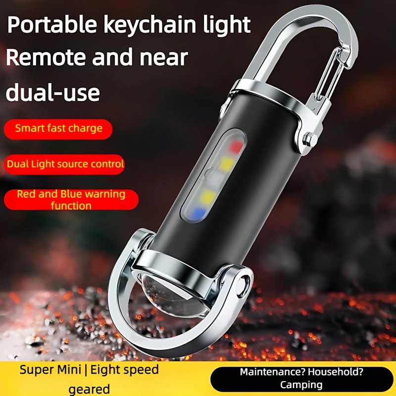 7 Modes High Power LED + COB Keychain Flashlight With Type-C_000755