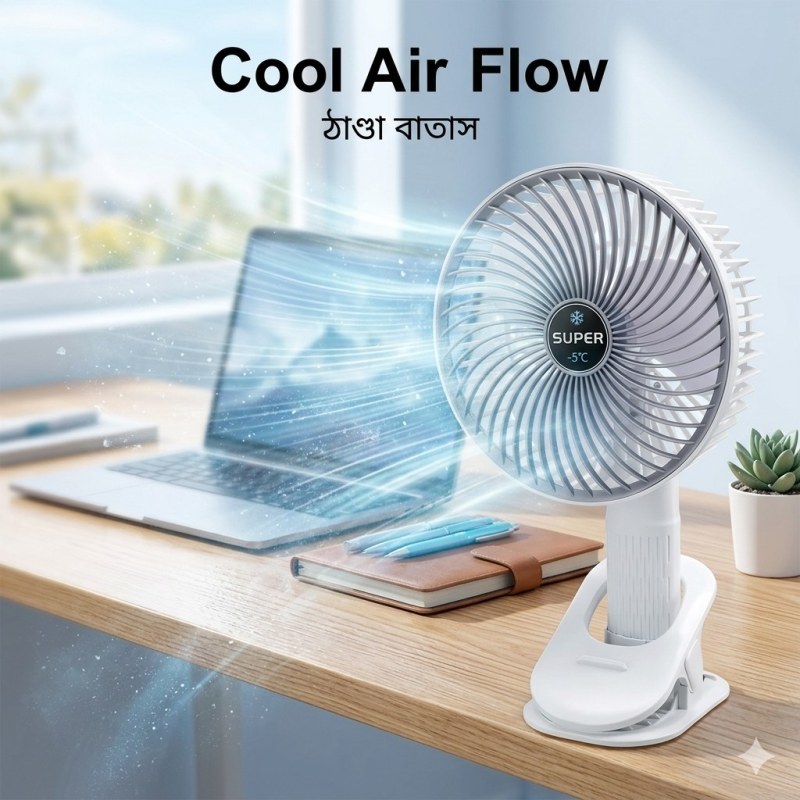9-Inch Mini Folding Pedestal Fan | Portable USB Rechargeable Standing & Table Desk Fan