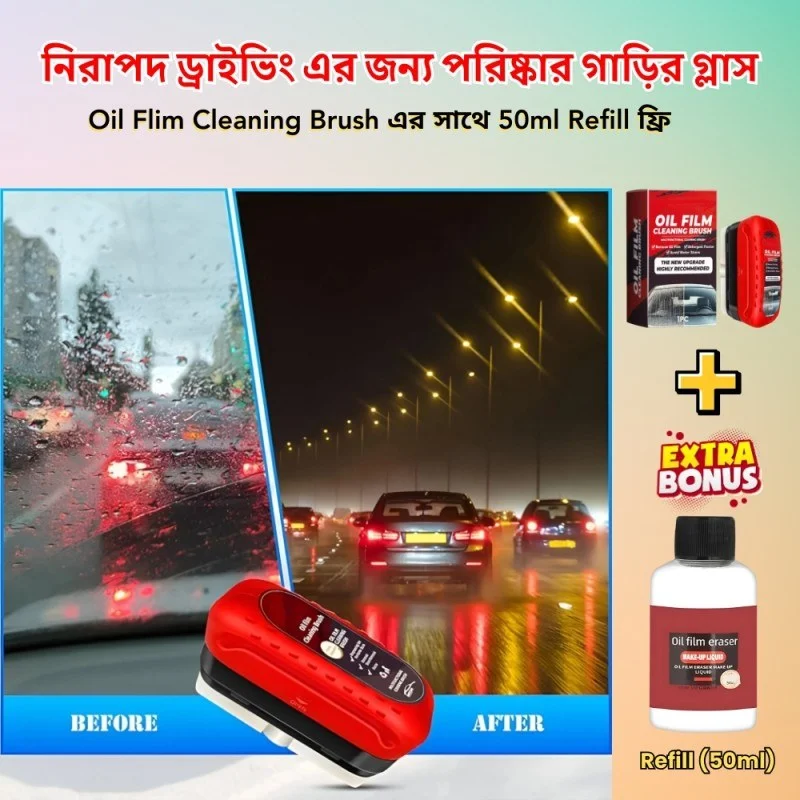 Car Glass Oil Film Remover – Windshield Cleaner & Automotive Glass Water Spot Removal Fluid