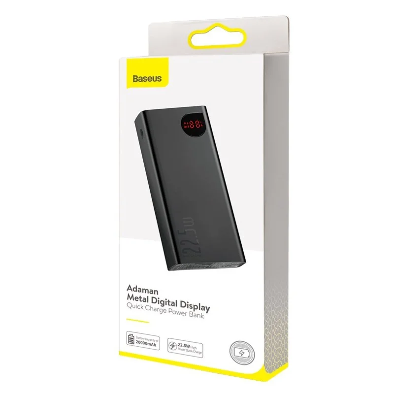 Baseus Adaman Metal Digital Display Power Bank 20000mAh – Fast Charging Portable Battery Pack