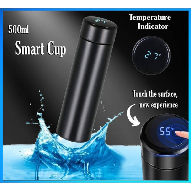 Stainless Steel Vacuum Flask With Temperature Display | 480ml Smart Thermal Water Bottle