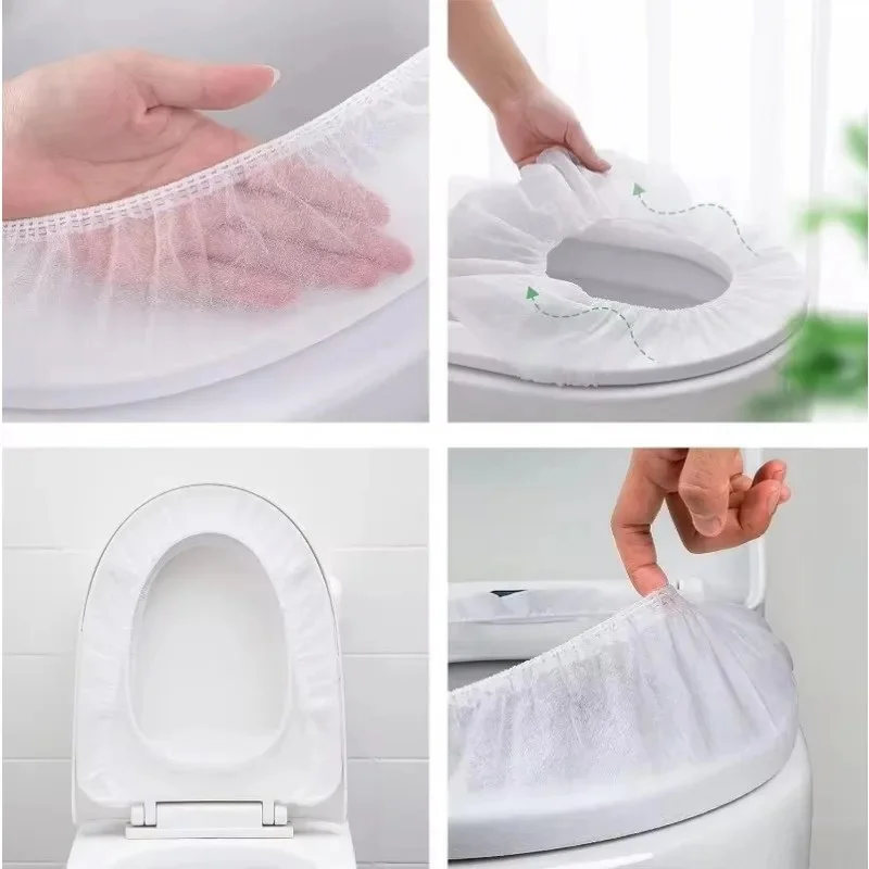 10Pcs Disposable Toilet Seat Covers | Waterproof Non-Woven Travel Bathroom Seat Protectors