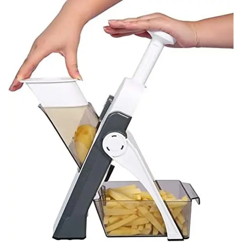 4-in-1 Adjustable BRAVA Spring Slicer | Stainless Steel Vegetable Cutter & Kitchen Mandoline Slicer