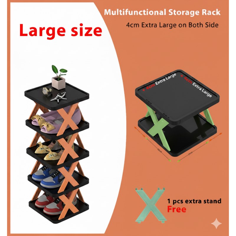 5 layer Multifunctional Black Shoe Organizer Rack