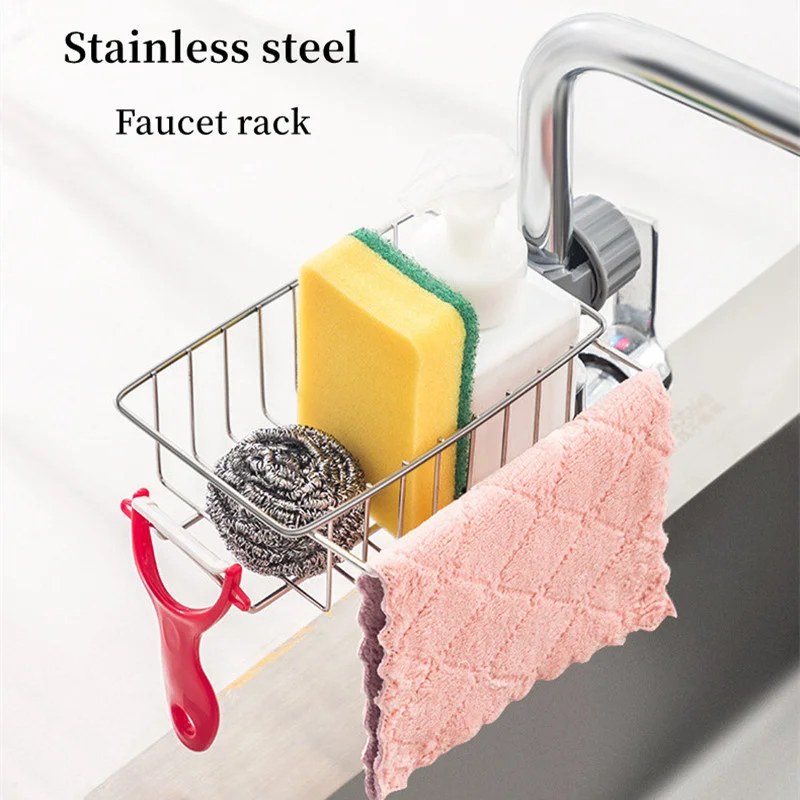 Stainless Steel Kitchen Faucet Storage Shelf | Sink Organizer Rack