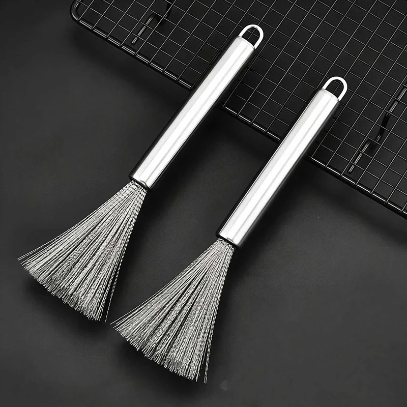 2pcs Long Handle Stainless Steel Kitchen Scrubbing Broom – Heavy Duty Pot, Pan & Sink Cleaning Brush- 000979