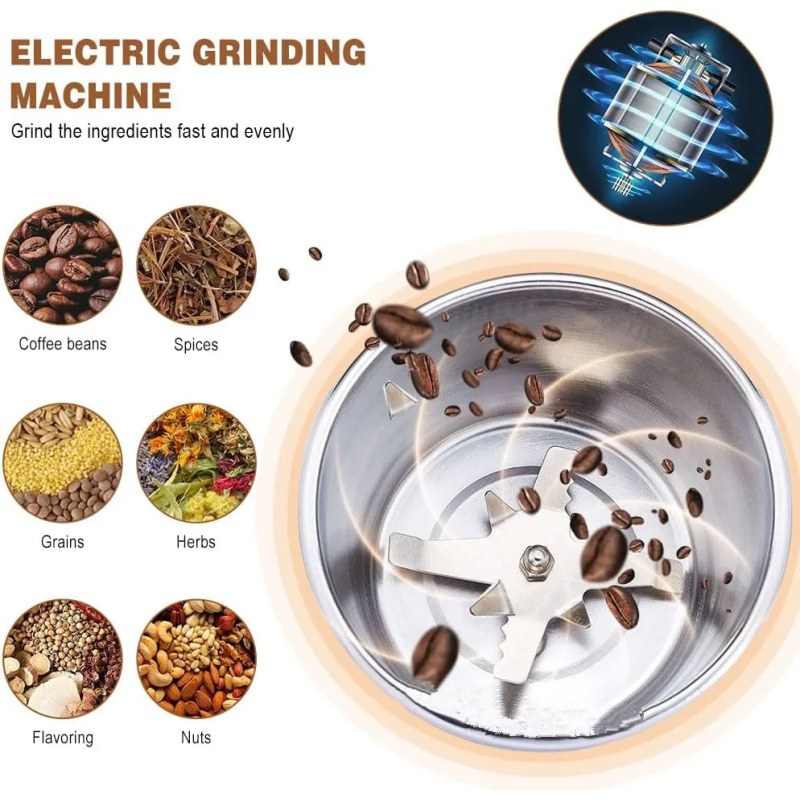 Multifunction Electric Coffee Grinder | Stainless Steel Spice, Nut, Grain & Coffee Bean Grinder