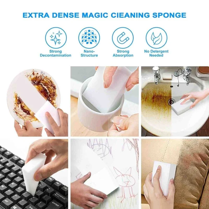 10Pcs Melamine Cleaning Sponges – Extra Thick & Long Lasting Magic Sponge Erasers
