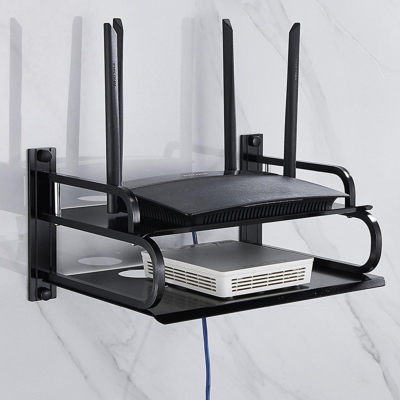 Multi-Layer Wall Mounted Router Stand | WiFi Router Holder with Storage Shelf Organizer