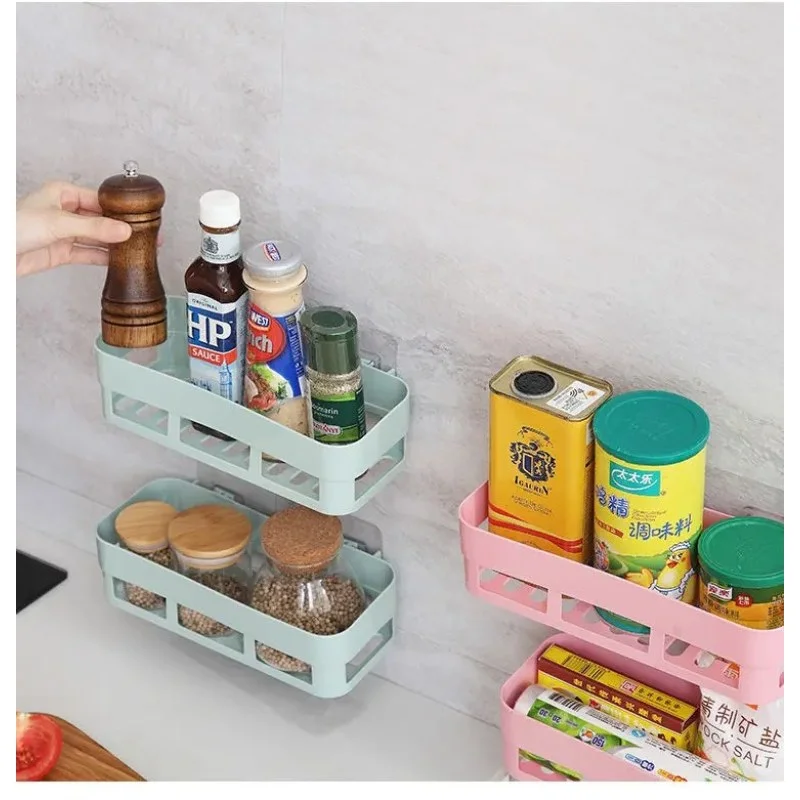 Bathroom Adhesive Shelf Organizer – Wall-Mounted Shampoo, Soap & Gel Storage Basket