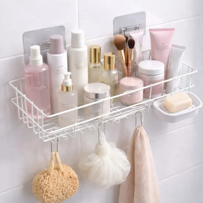 Self-Adhesive Wall-Mounted Storage Box  – No-Drill Shelf Organizer for Bathroom & Kitchen