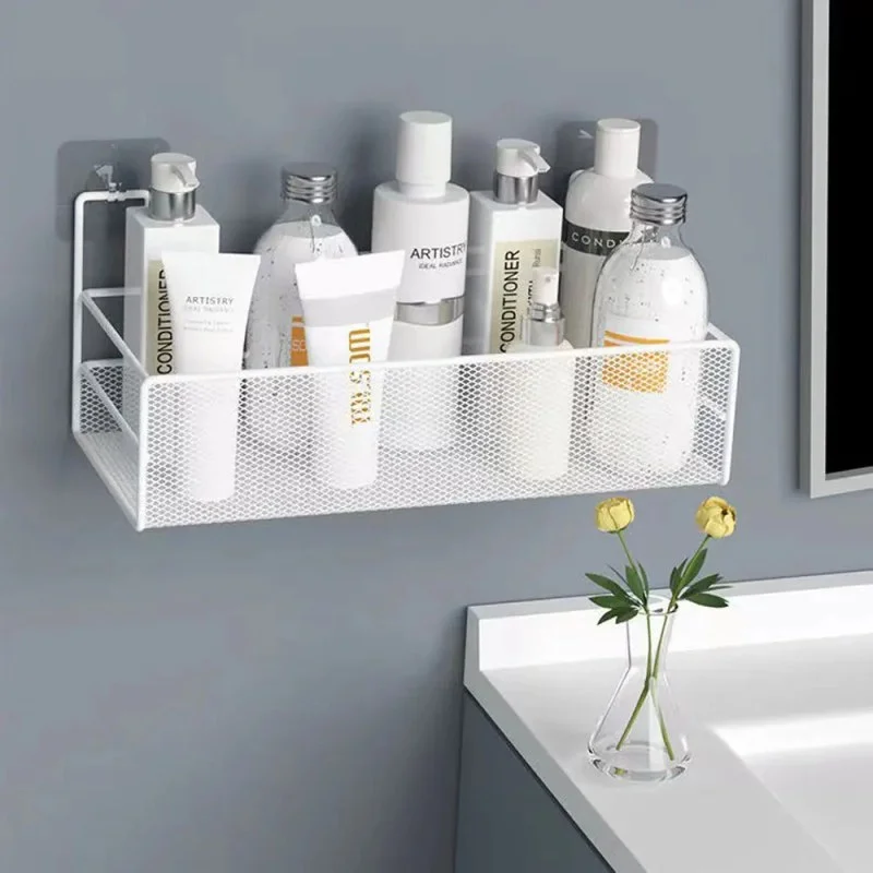 Metal Bathroom Wall Mounted Storage Rack – Shower Caddy Organizer Shelf