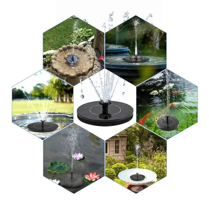 2.5W Solar Fountain Pump with 6 Nozzles – Floating Solar Water Pump