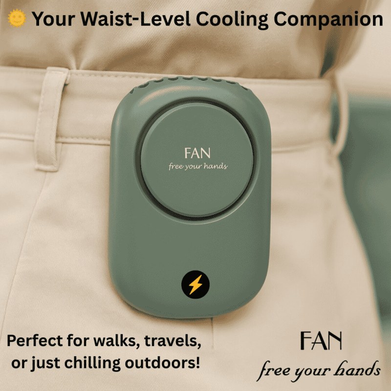 Portable Waist Hanging Mini Fan – USB Rechargeable Cooling Fan _000310