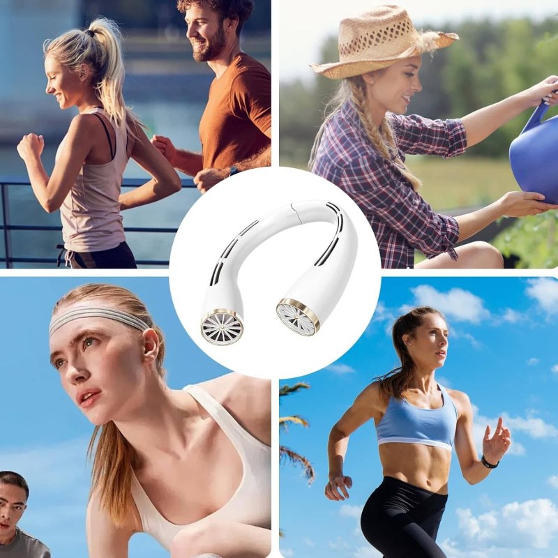 Mini Portable Rechargeable Neck Fan | USB-C Hanging Air Cooler with 3-Speed Cooling (2000mAh)