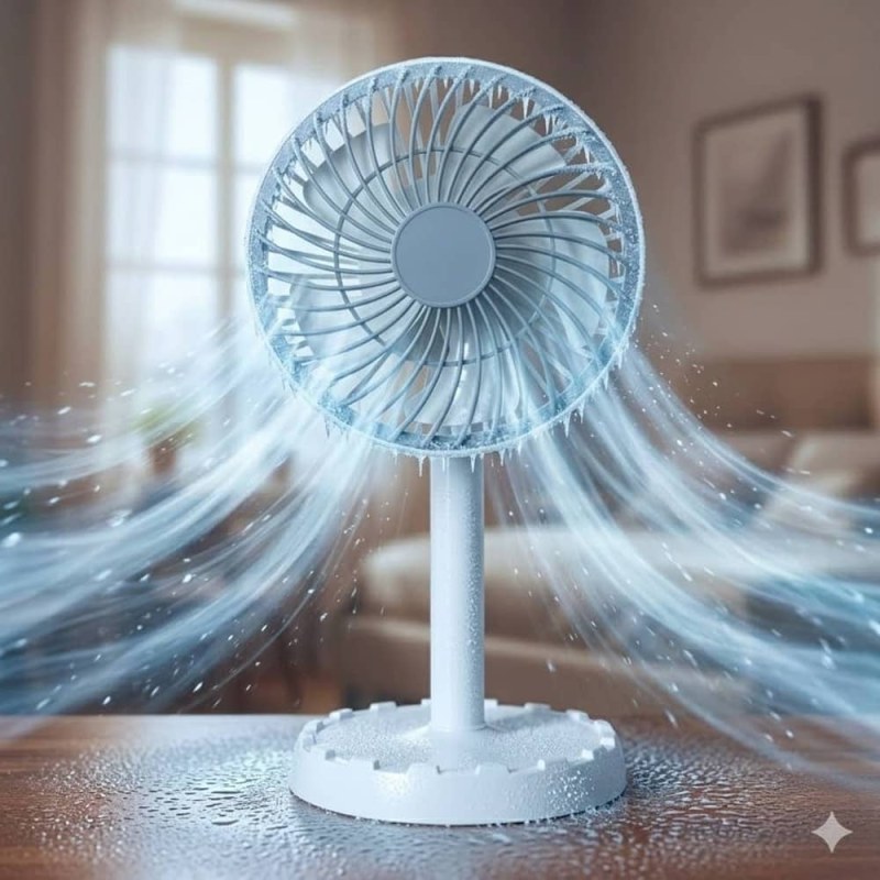 JYSuper JY-2217 Rechargeable AC/DC 12.5-Inch Desk Fan with RGB Light | 4000mAh Portable Table Fan