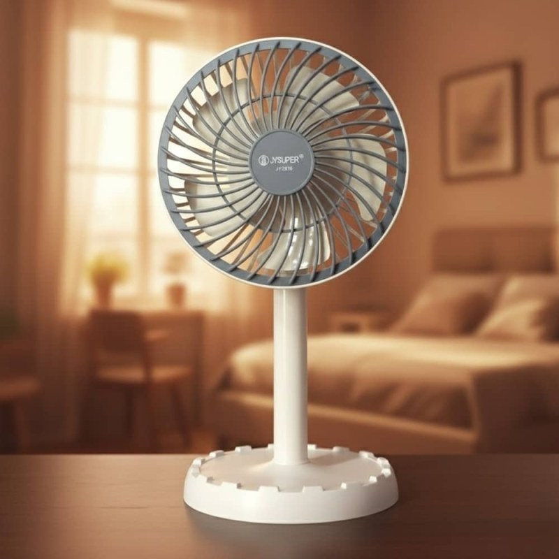 JYSuper JY-2217 Rechargeable AC/DC 12.5-Inch Desk Fan with RGB Light | 4000mAh Portable Table Fan