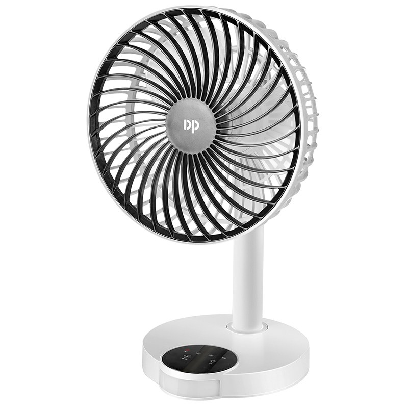 DP-7626 USB Rechargeable Mini Table Fan | Portable Desk Fan with LED Torch & Emergency Light (4000mAh)