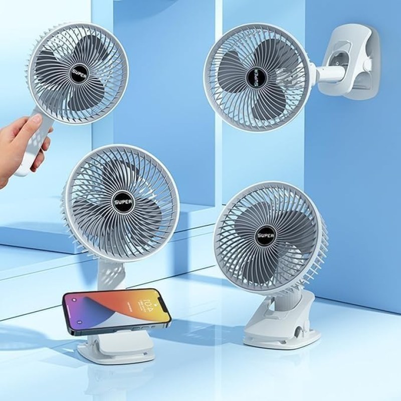 9-Inch Mini Folding Pedestal Fan | Portable USB Rechargeable Standing & Table Desk Fan