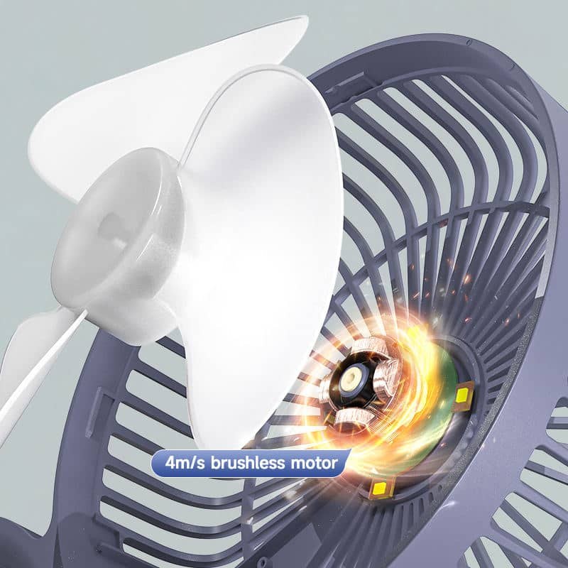DP-7637 Automatic Rotating Rechargeable Mini Table Fan | 8000mAh Desk Fan with LED Emergency Light