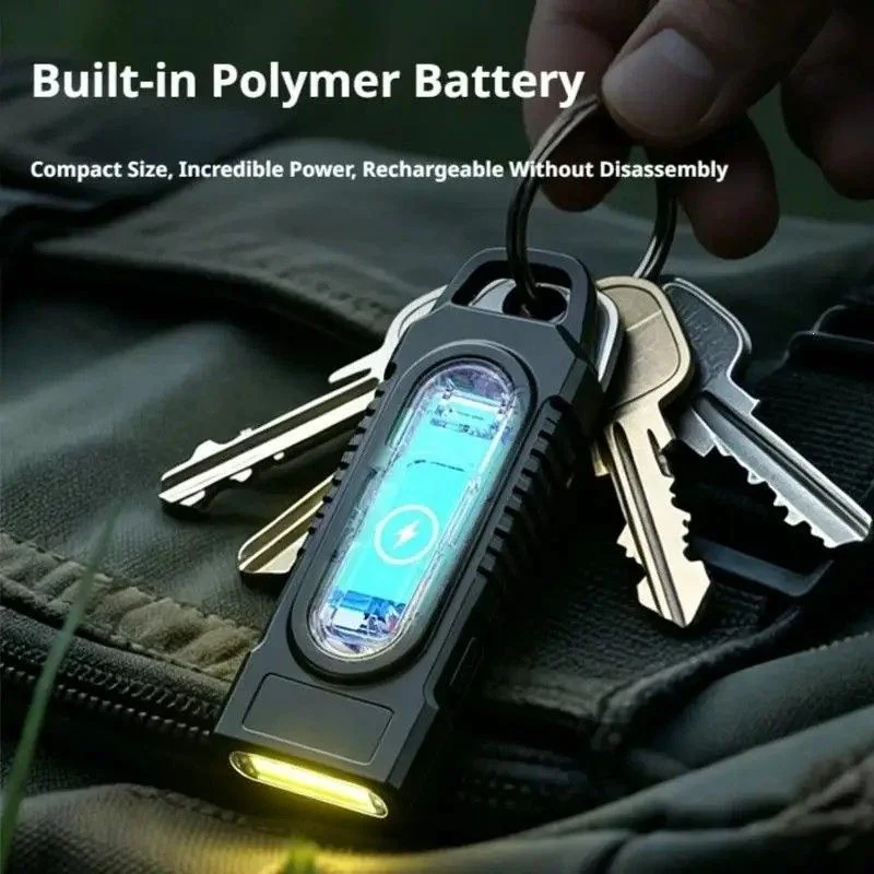 USB-C Rechargeable Keychain Flashlight | COB LED Pocket Work Light