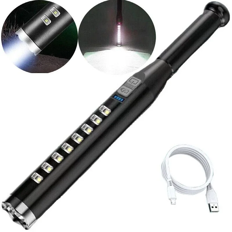 High Power Rechargeable LED Flashlight with COB Light | Lightweight ABS Body USB Emergency Torch EBW2032
