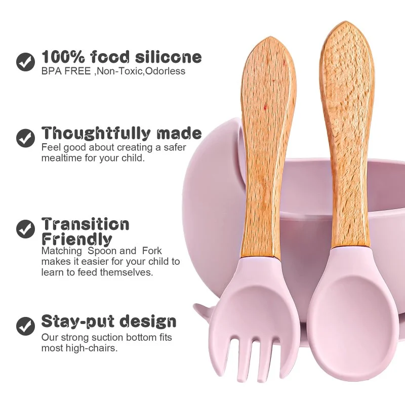3-Piece Silicone Baby Feeding Bowl Set – Suction Bowl with Spoon for Kids & Toddlers